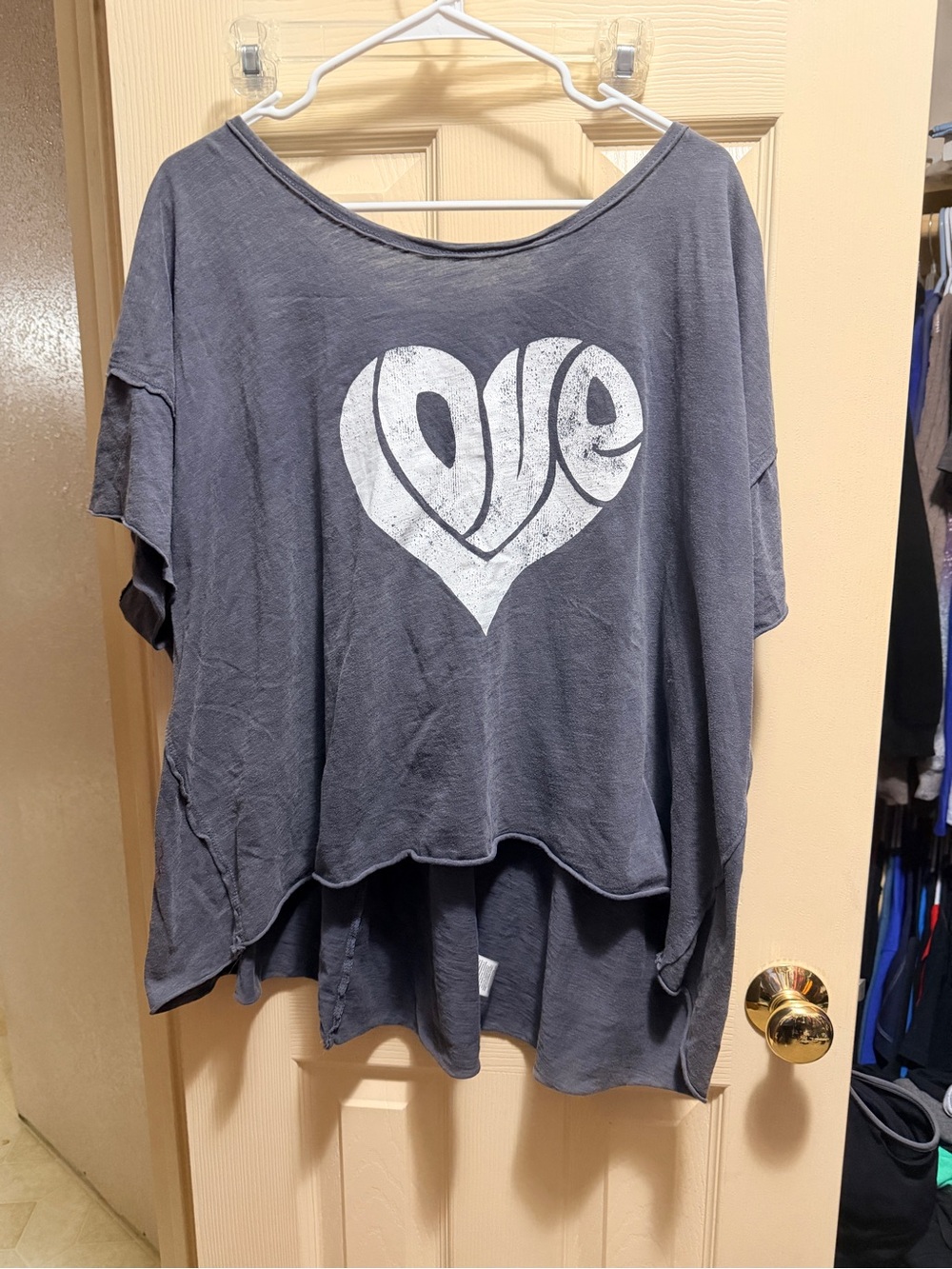 Terra & Sky 2X Gray LOVE Graphic Oversized Tee NWT | Boho Relaxed